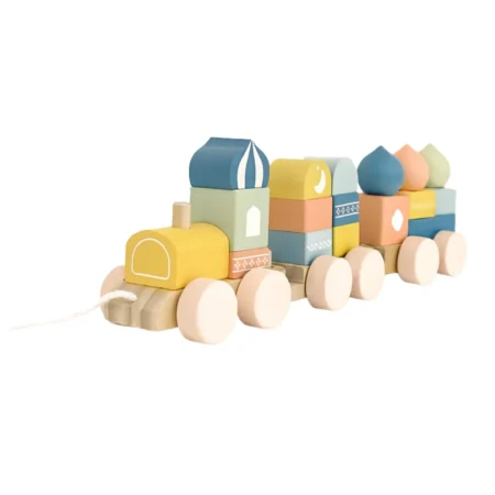 Wooden Train Set Toy (With Blocks)